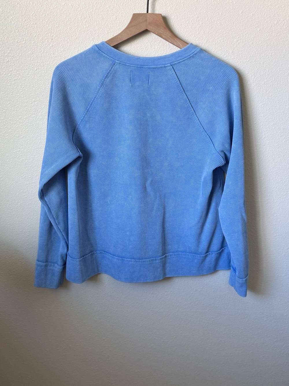 Sundry Light Blue Crewneck Waffle Pullover Sweatshirt - Picture 3 of 4